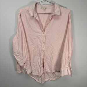 Coastal Grandma‎ Baby Pink Striped Button Up Shirt Large